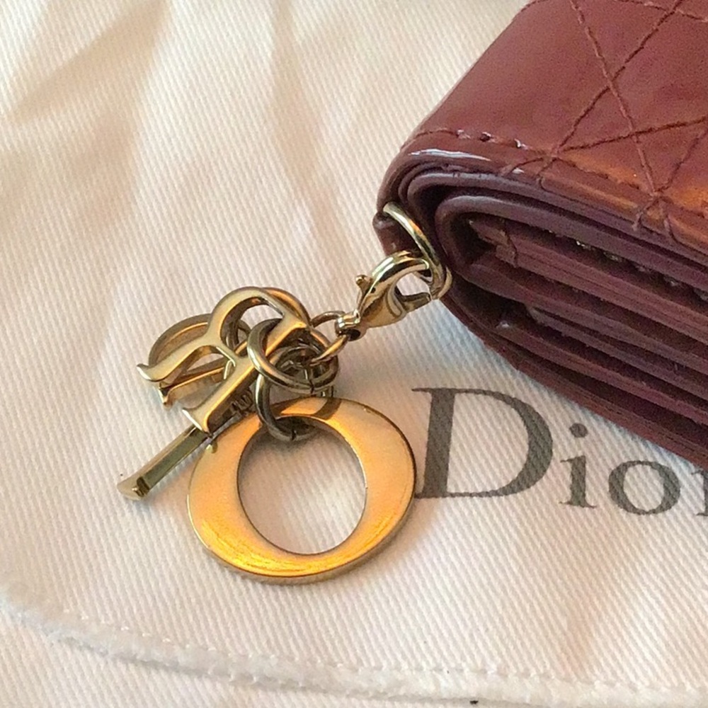 Authentic Lady Dior Lotus Trifold Patent Leather Compact Folding Wallet with COA - Picture 2 of 10